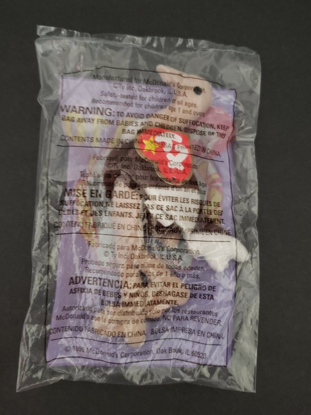 TY McDonald’s Beanie Stretchy Ostrich McDonalds toy given in Happy Meals in 1999